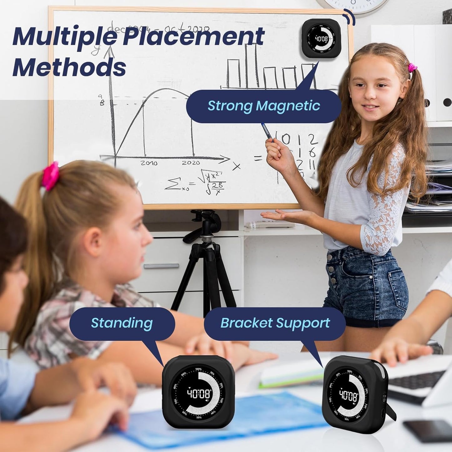 Visual Timer for Kids, 10 Hours Countdown/Up, with Rechargeable, 3 Volume Levels,3 Brightness Display, and Magnetic, Homeschool Study Tool, Large Digital Timers for Classroom, Kitchen