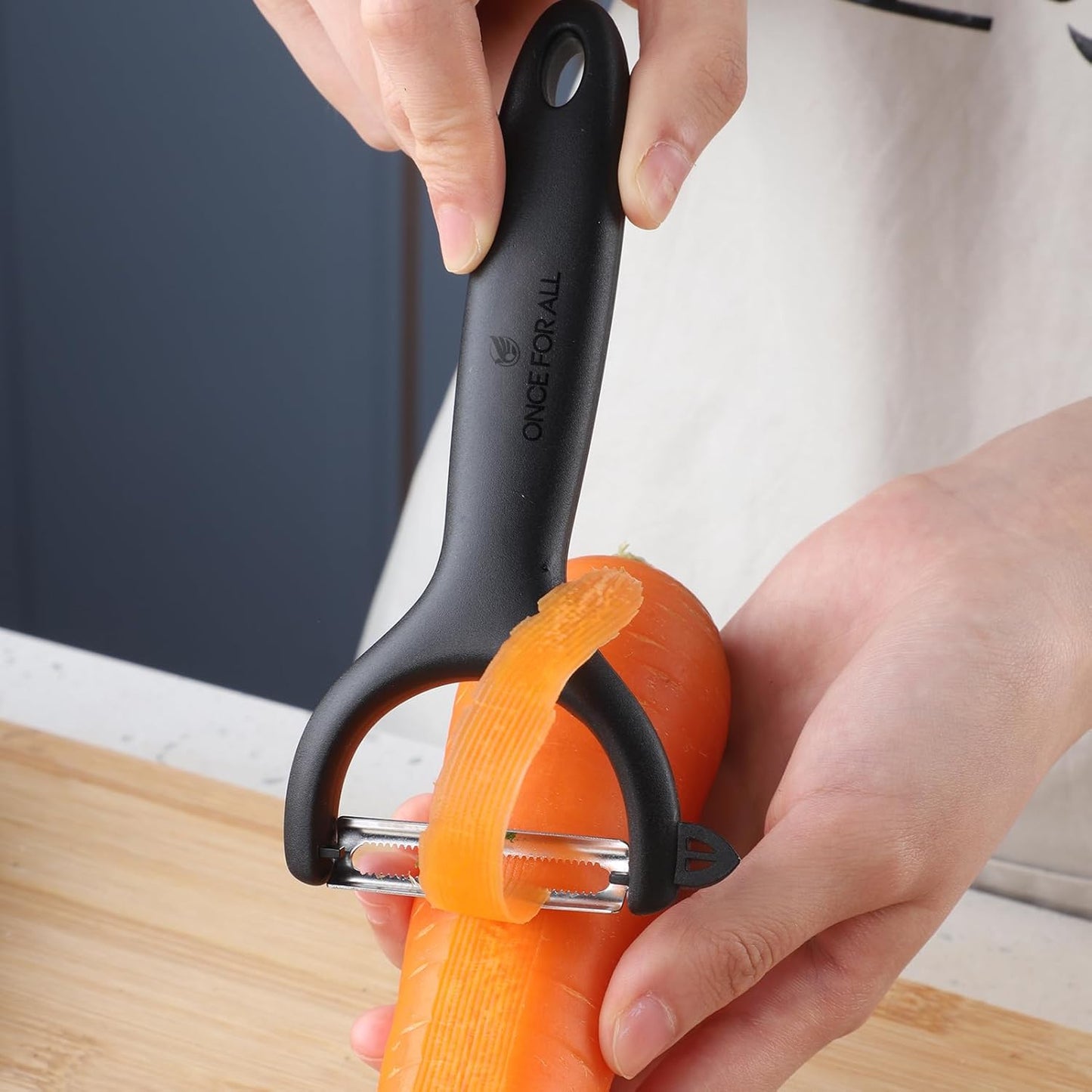 ONCE FOR ALL Safe Mandoline Slicer For Kitchen, Biger Size, Adjustable Vegetable Chopper Food Slicer Potato French Fry Cutter with Peeler, Detachable, Kitchen Chopping Artifact (Black)