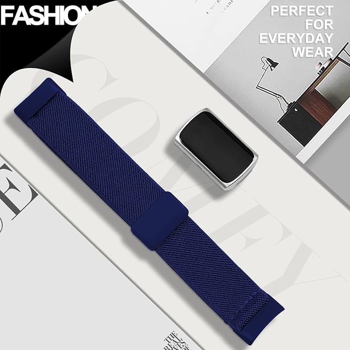 Magnetic Stretchy Nylon Compatible with Fitbit Charge 6 Bands/Fitbit Charge 5 Bands, Elastic Fabric Sport Adjustable Wristband Strap for Charge 5/6 Smartwatch Women Men