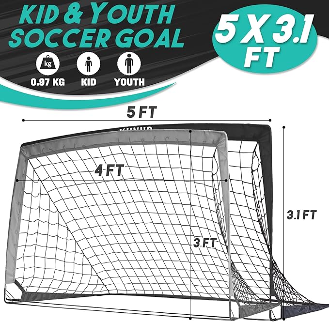 Kids Soccer Goals for Backyard 5×3, 6×4, 6×4, 9×5FT 9×5FT 2 2 Pieces