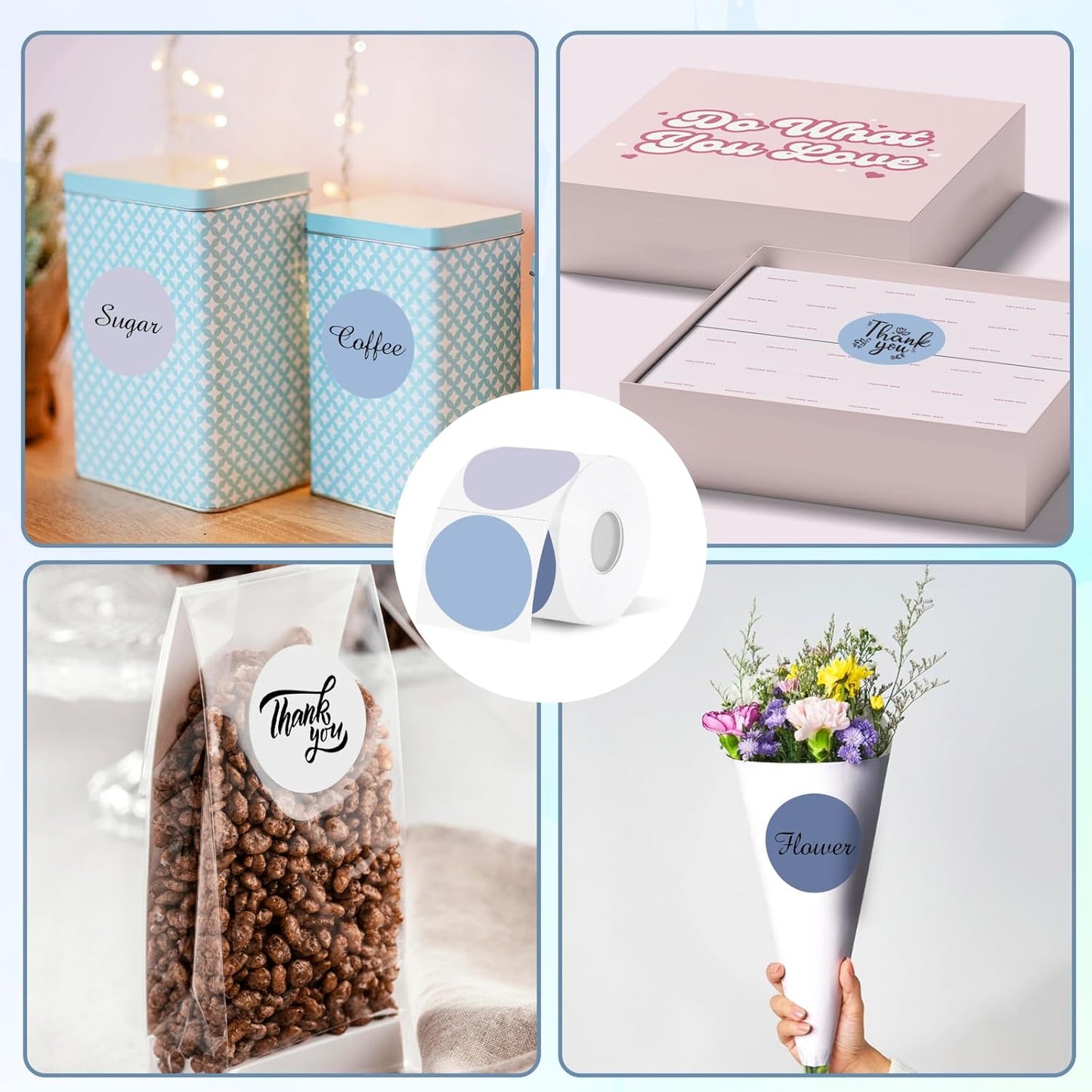 2 Inch Purple Gradient Round Thermal Label Printer Stickers - Self-Adhesive Direct Labels for DIY Logo Design, Name Tag (500 Labels/1 Roll)