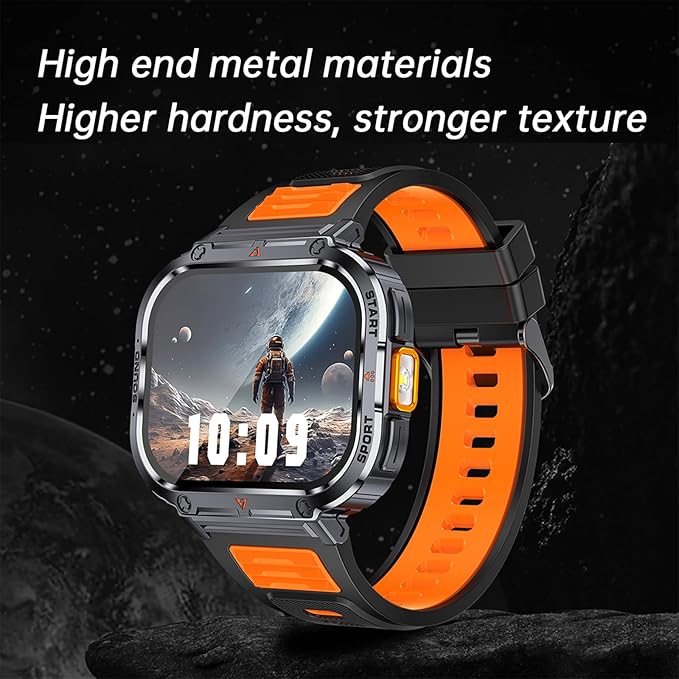 Loluka Big Screen Smart Watch for Men, 2.0'' HD Military Smartwatch with LED Flashlight 5ATM Waterproof Rugged Tactical Fitness Tracker (Answer/Make Calls)