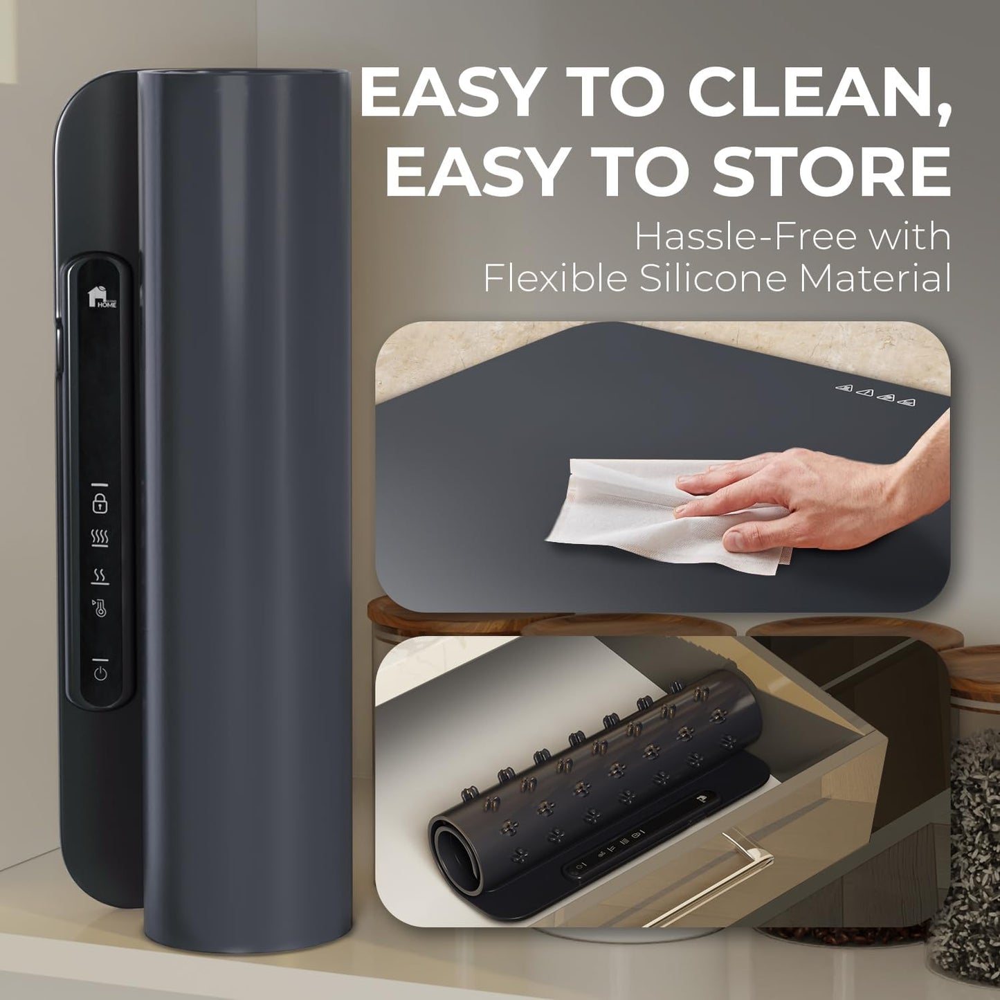 EconoHome Food Warming Mat - Electric Food Warmer - Fast Heating, 3 Heat Levels, Large Surface Area, Constant Temperature - Portable Silicone Warming Tray for Meals