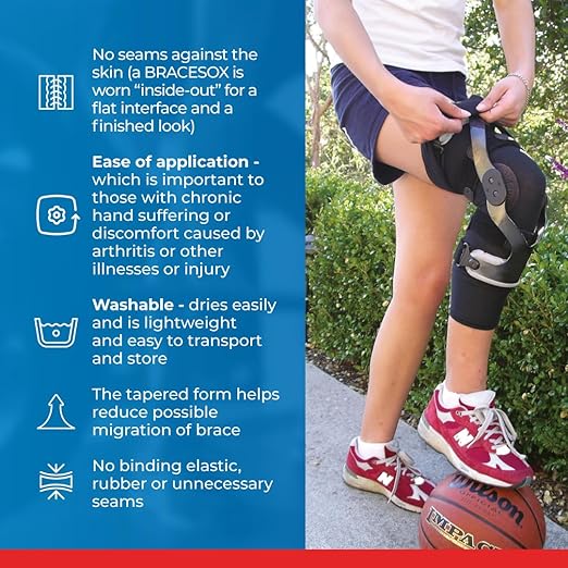 Knee Brace Undersleeve – Cotton/Lycra blend Knee Sleeves for Women & Men, Breathable Knee Sleeve for Women & Men for Knee Bracing, Comfortable Knee Sleeve for Knee Braces - Small