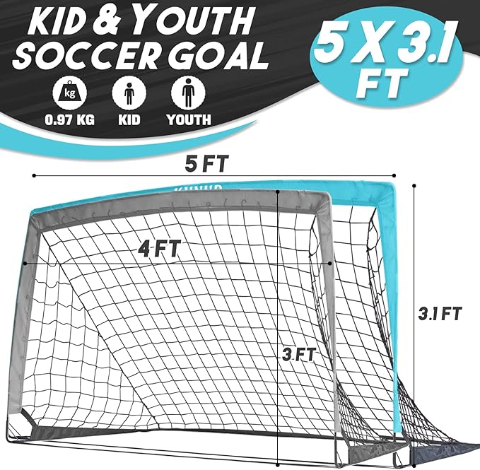 Kids Soccer Goals for Backyard 5×3, 6×4, 6×4, 9×5FT 9×5FT 2 2 Pieces