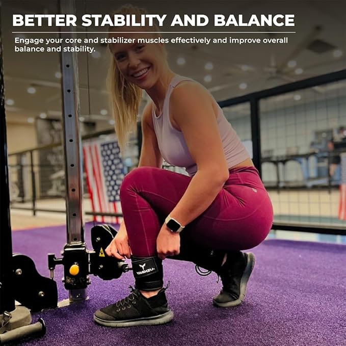 Ankle Straps for Cable Machines Women - Adjustable Gym Ankle Strap for Cable Machine, Neoprene Padded Cable Straps, Durable Leg Strap with Cable Cuff, Glute Kickback Ankle Strap with D Rings