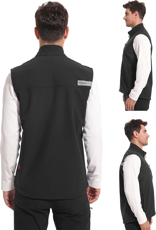 KUTOOK Men’s Softshell Sleeveless Jacket Winter Warm Fleece Outerwear Vests for Cycling Golf Hiking
