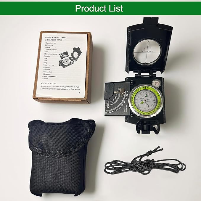 Lensatic Compass Military Grade IP65 Waterproof