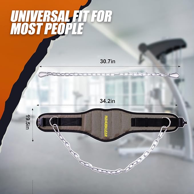 MANUEKLEAR Dip Belt for Weight Lifting 2 IN 1 Weight