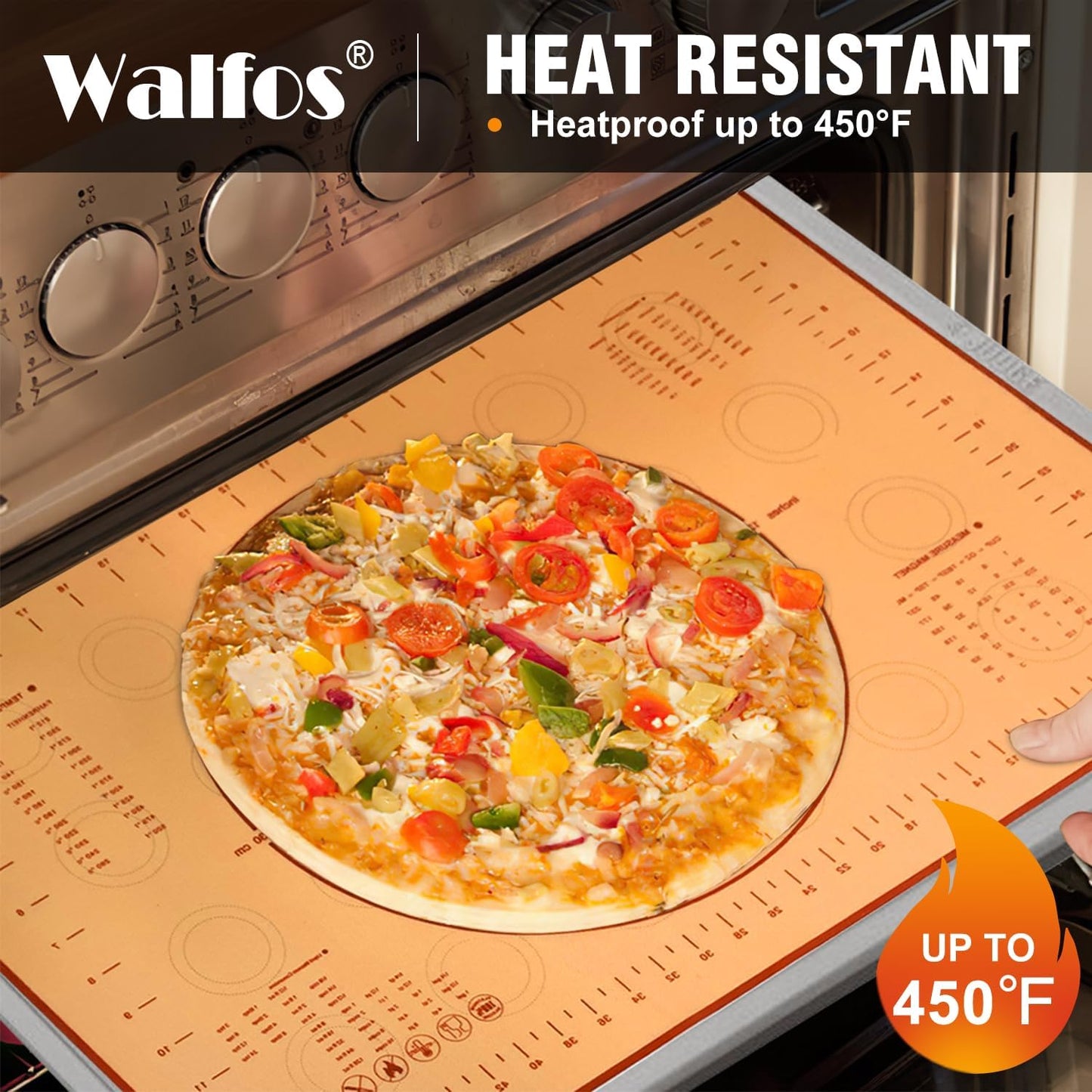 Walfos Marble Rolling Pin Set With Non Stick Silicone Pastry Mat, 16.5 Inch Dough Rolling Pins For Making Pizza, Tortillas And Cookies, Backing Rolling Pin For Pie Crust, Pizza, Pasta (Gray & White)