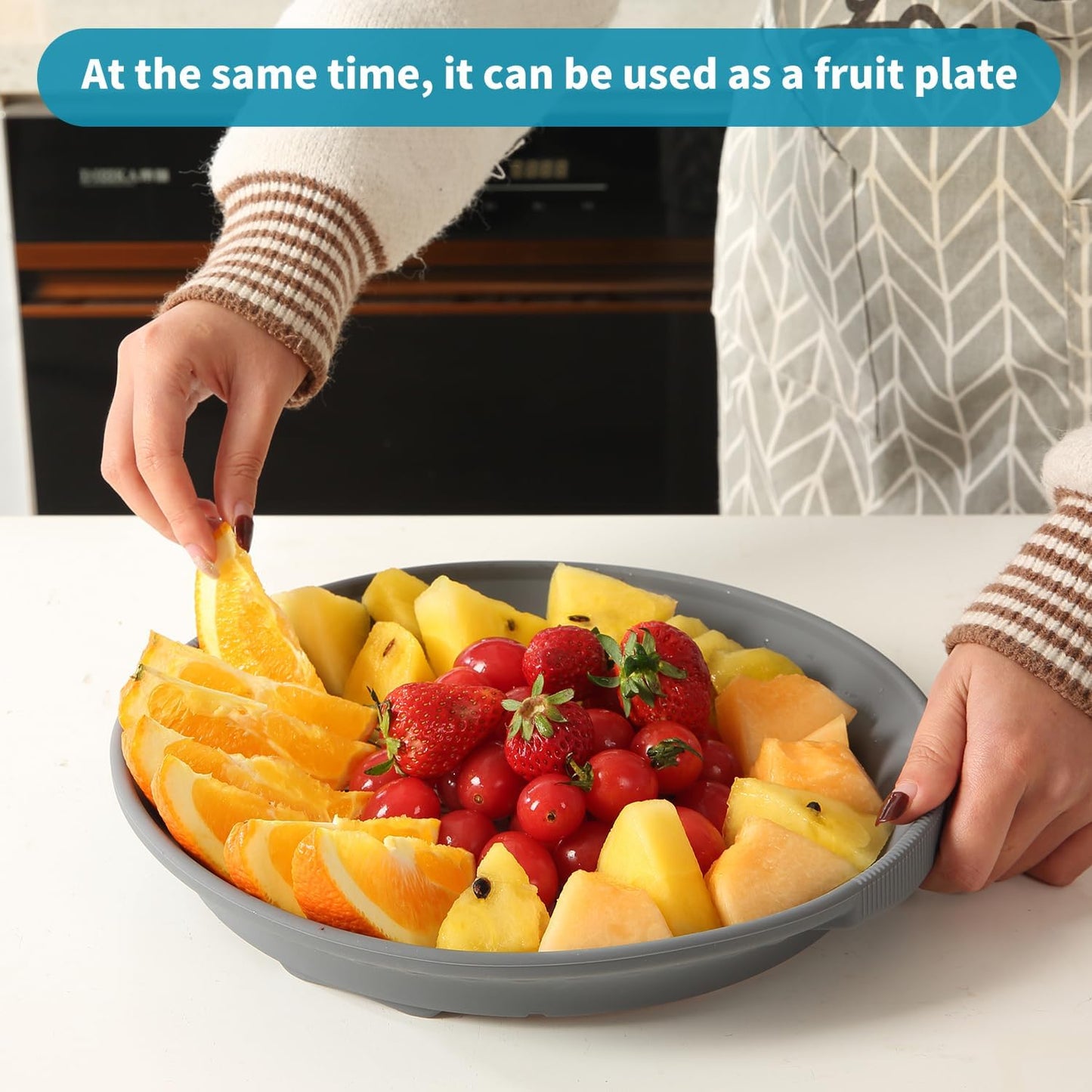 Microwave Splatter Silicone Cover Collapsible Steamer, Vented Multifunction Splash Lid with Glass Dish Bowl Plate for Food Cooking Bacon Maker, Dishwasher Safe BPA-Free 10.5 inch Cookware Set