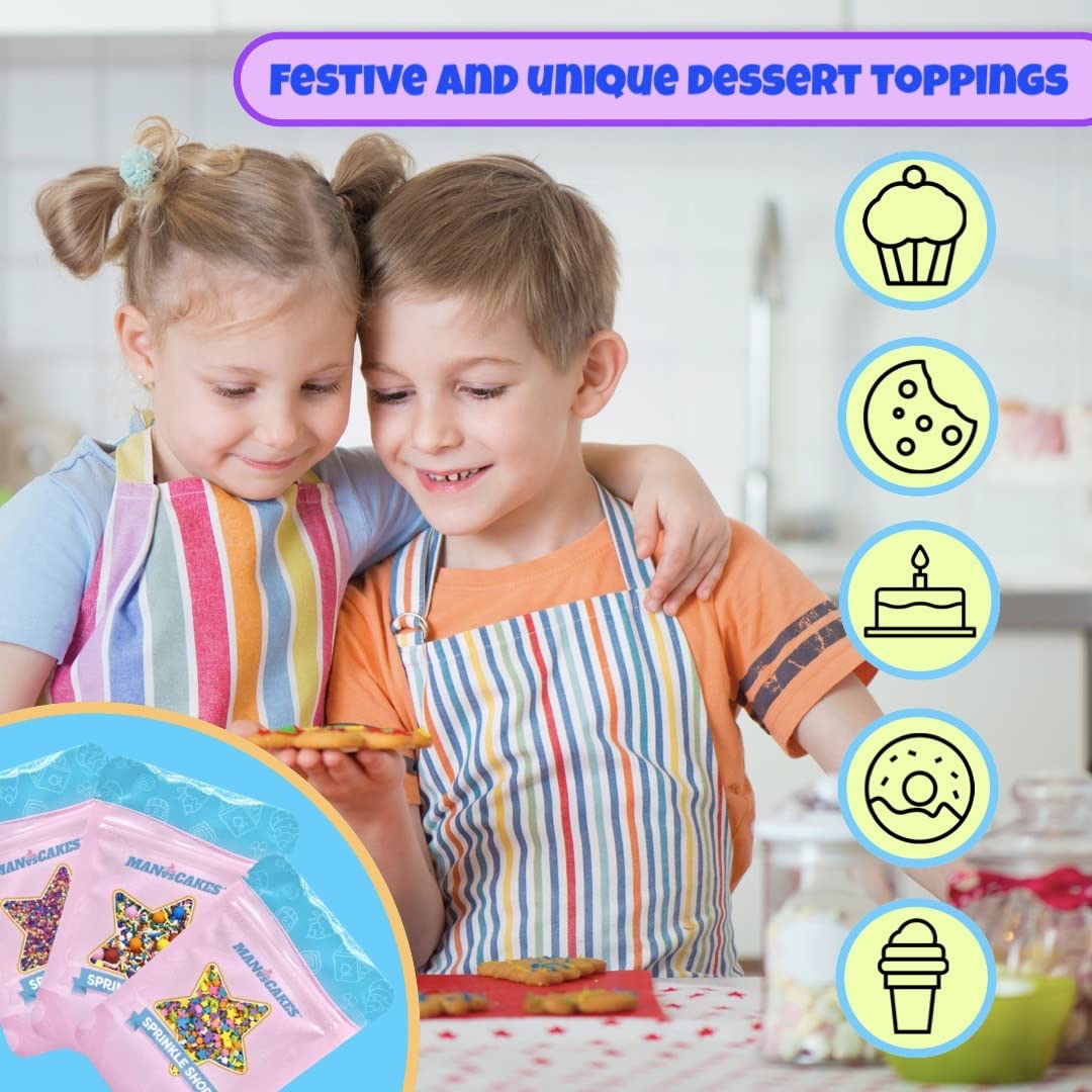 Manvscakes Sprinkles- Edible Cake and Cupcake Sprinkles with Assorted Shapes and Sizes for Parties, Metallic Sprinkle Mix for Cookies, Ice Cream, Cake and Cupcake Decorating, 4 oz (Mermaid)