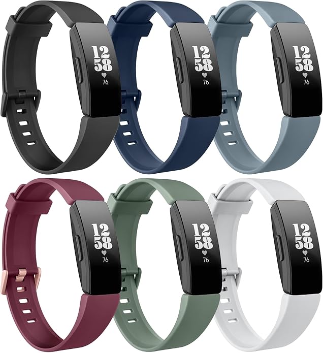 6 Pack Bands for Fitbit Inspire 2 / Inspire HR/Inspire/Ace 2 Replacement Wristbands for Women Men Small Large