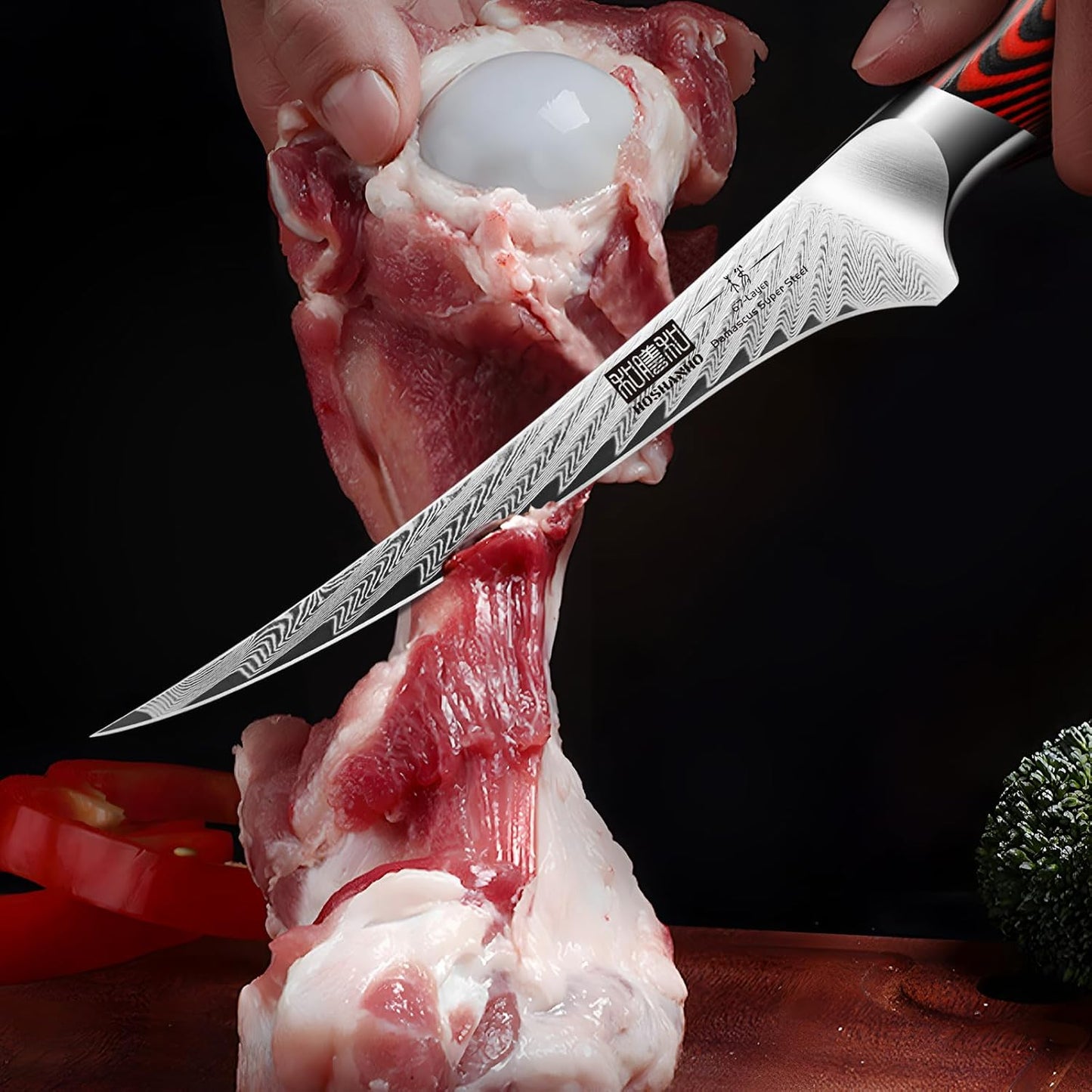 Fillet Knife 7 Inch, Damascus Steel Boning Knife, Professional Fish Fillet Knife for Meat Chicken Cutting, Meat Knife with G10 Ergonomic Handle