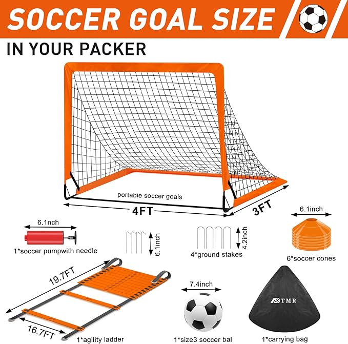 Kids Soccer Goals for Backyard Set 4x3 ft