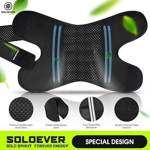 Knee Brace with Side Stabilizers for Women and Men, Adjustable Knee Support for Knee Pain, Breathable Knee Brace for Meniscus Tear, Arthritis, Tendonitis, ACL, MCL, and Sports Injuries, Perfect for Left and Right (Deep Black, Large)