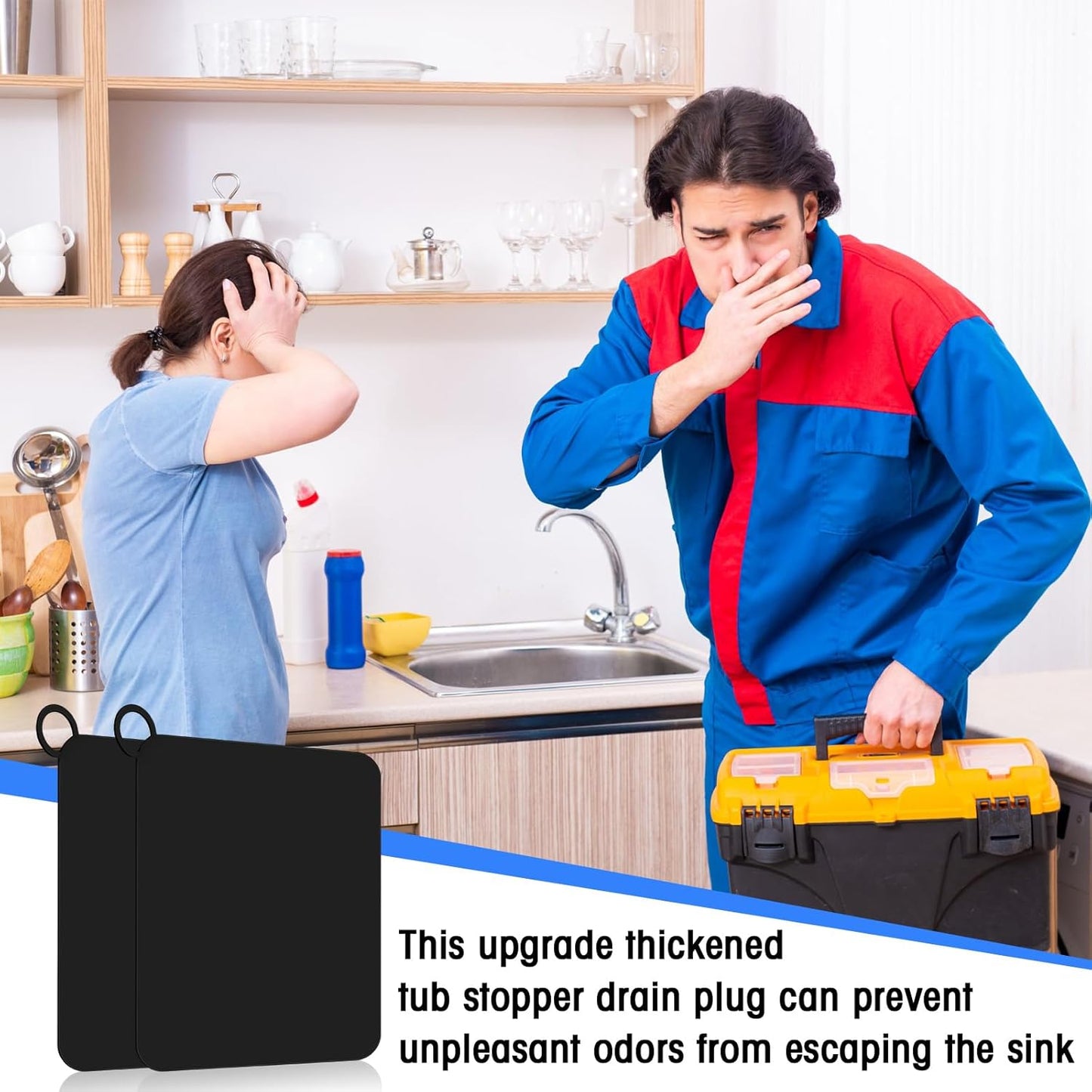 Yinkin 6 Pcs Drain Covers to Keep Bugs Out Silicone Shower Floor Tub Stoppers Bathtub Drain Stoppers Sewer Anti-Odor Mats Deodorizing Plugs for Bathroom(6 x 6 Inch,Square,Black)