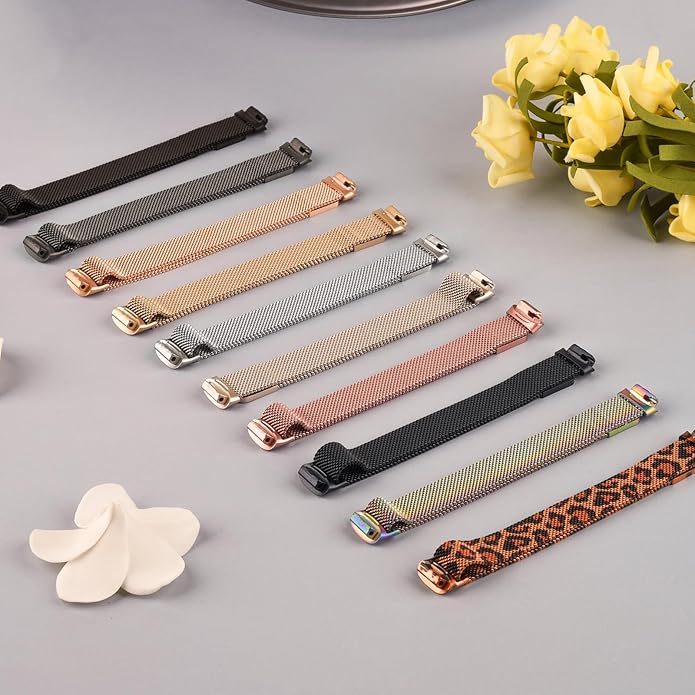Meliya Metal Band for Fitbit Inspire 3 Bands Women Men, Stainless Steel Metal Mesh Loop Adjustable Magnetic Wristband Replacement Straps for Fitbit Inspire 3
