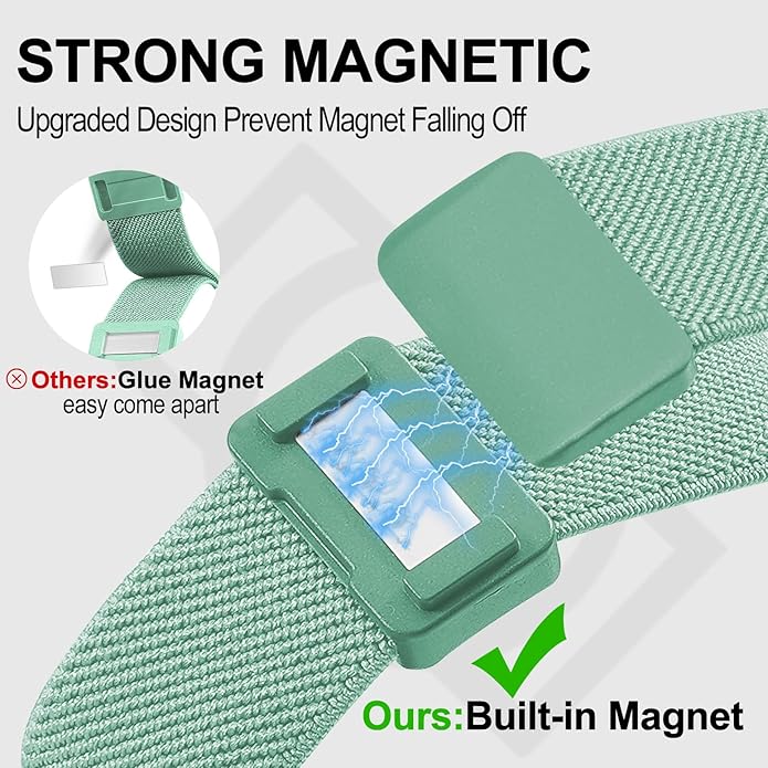 Magnetic Stretchy Nylon Compatible with Fitbit Charge 6 Bands/Fitbit Charge 5 Bands, Elastic Fabric Sport Adjustable Wristband Strap for Charge 5/6 Smartwatch Women Men