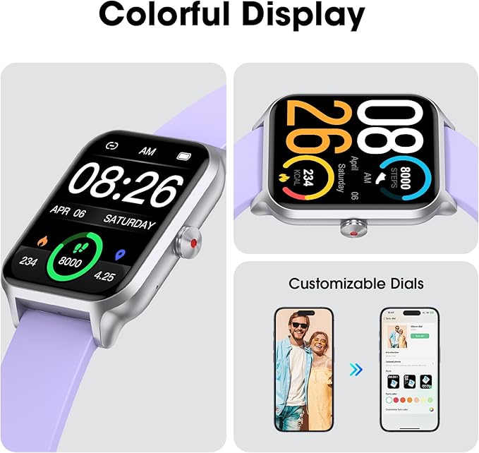 Kummel Smart Watch for Men Women, No App/Phone Required, Fitness Tracker with Pedometer, Bluetooth Call (Answer/Make Call), Heart Rate Blood Oxygen Monitor Step Counter, 100+ Sports Modes