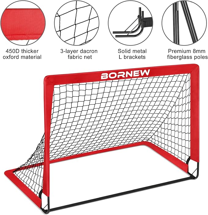 Kids Soccer Goal for Backyard Set - 2 6X4 / 4X3 ft