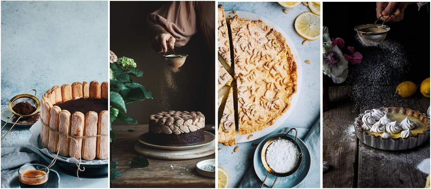 Strainer Set Fine Mesh – Premium 304 Stainless Steel (18/8) – 8″, 5.5″ and 3.3″ Sturdy Kitchen Strainers (Gold)