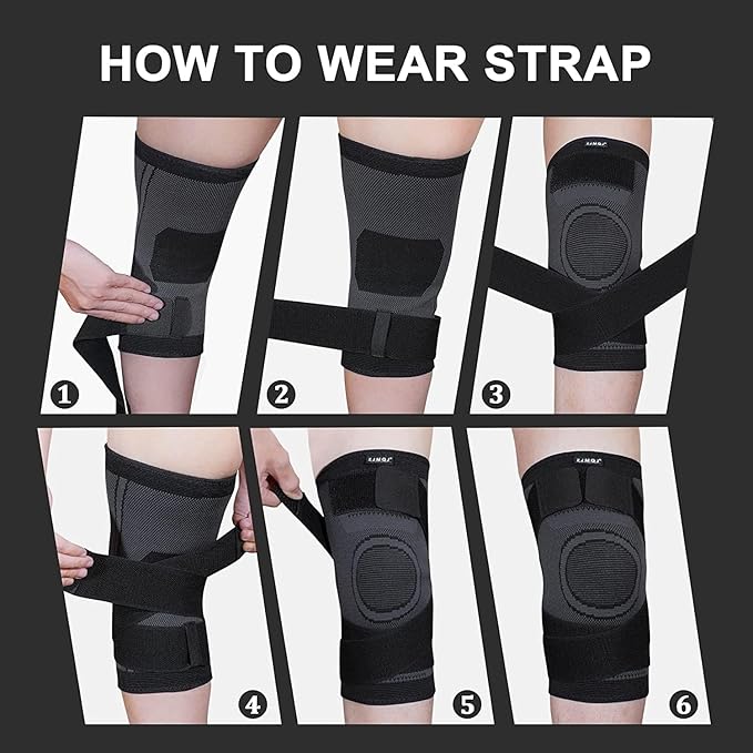 Knee Sleeve, knee Support for women and men with Removable Adjustable Straps, Premium Knee Compression Sleeve and Knee Brace for Arthritis Pain, Running, Cross Training