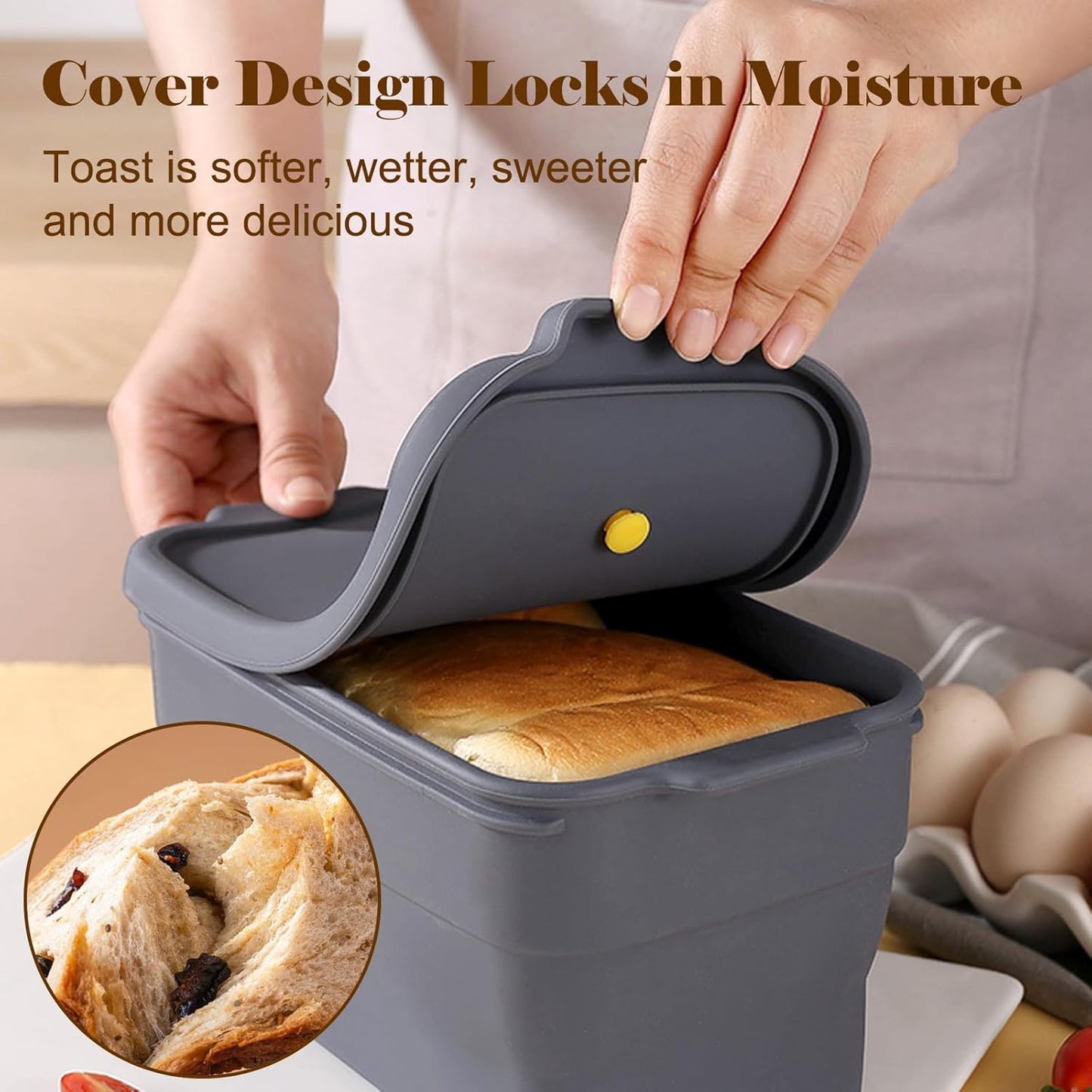 Silicone Bread Pan with Lid, Nonstick & Heat Resistant Foldable Bread Pan, Bread Mold for Baking, Bread Baking Pan, Bread Pans for Homemade Bread, Pullman Loaf Pan for Baking Bread