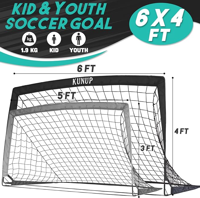 Kids Soccer Goals for Backyard 5×3, 6×4, 6×4, 9×5FT 9×5FT 2 2 Pieces