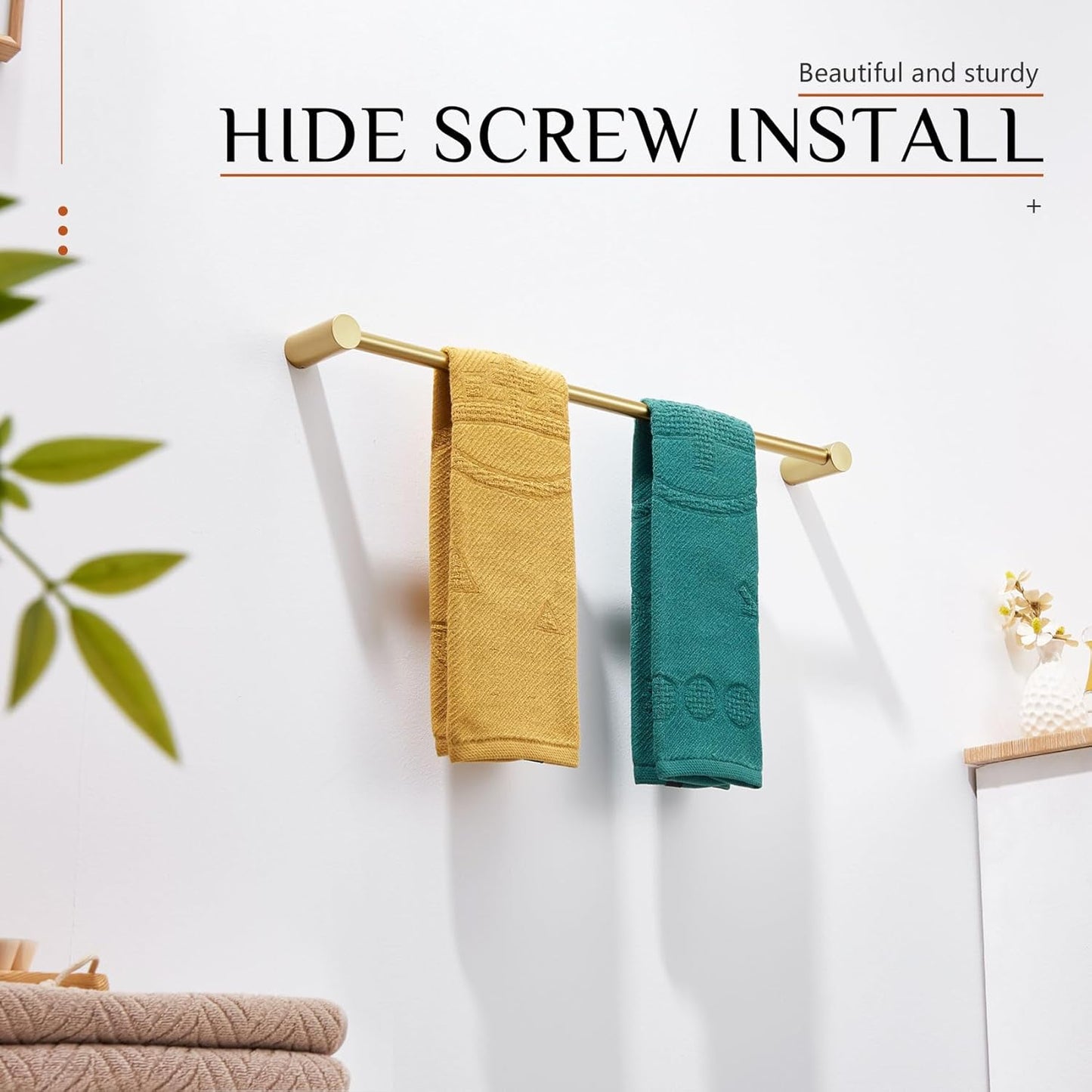 KOKOSIRI Bathroom Towel Rack Wall Mounted 24-Inch Bath Towel Bar Holders for Bathroom Hardware Accessories Brushed Gold Stainless Steel, B4007BG-L24