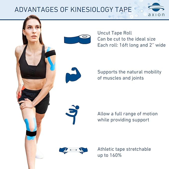 Kinesiology Tapes 2 Uncut Rolls Black | Waterproof • Skin-Friendly • Elastic • Self-Adhesive Fitness Bandage | Physio Tape Ideal for Sports & Everyday Use - axion