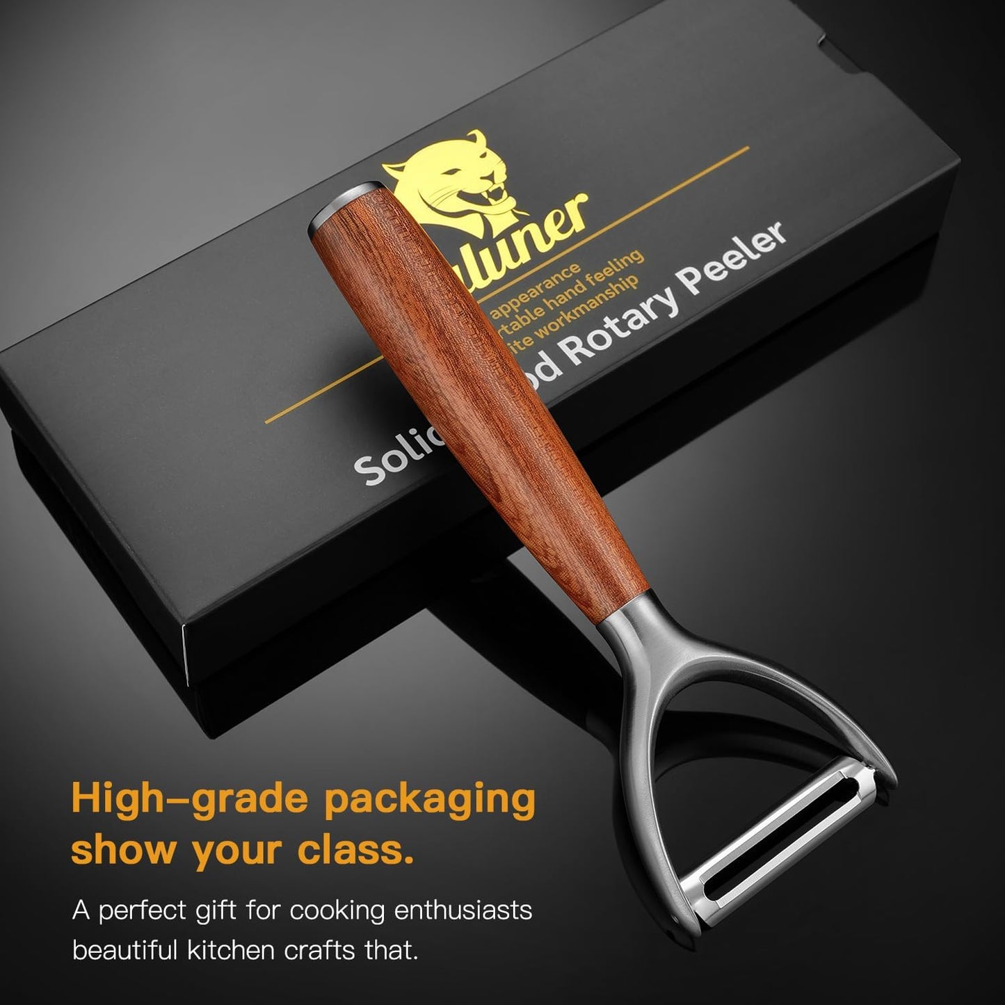 Premium Y Type 304 Stainless Steel Multifunctional Kitchen Peeler Real Wood Handle Ultra Sharp Blade Vegetable Potato Apple(Aosuan)