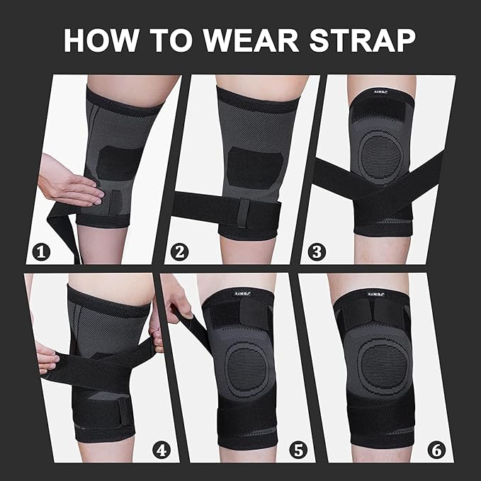 Knee Sleeve, knee Support for women and men with Removable Adjustable Straps, Premium Knee Compression Sleeve and Knee Brace for Arthritis Pain, Running, Cross Training
