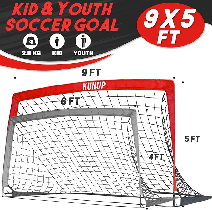 Kids Soccer Goals for Backyard 5×3, 6×4, 6×4, 9×5FT 9×5FT 2 2 Pieces