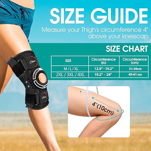 Knee Brace for Pain Relief, Adjustable Hinged Knee Support with Side Stabilizers & Patella Gel Pads, for ACL, MCL, Meniscus Tears, Arthritis,Post-Injury Support - Men and Women (M/L/XL)