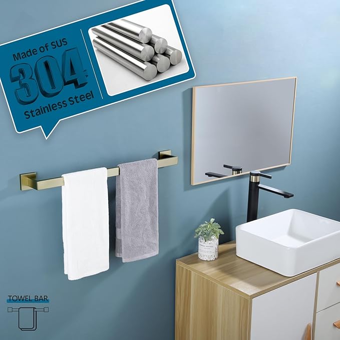 KOKOSIRI 24-Inch Single Towel Bar SUS304 Stainless B4003BG-L24