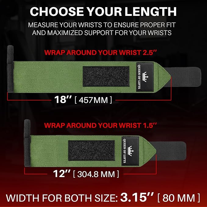 TECEUM Weightlifting 18" & 12" Wrist Wraps with Thumb Loop β Heavy Duty Wrist Workout Braces for Men and Women β Ideal for Powerlifting, Strength Training, Bodybuilding