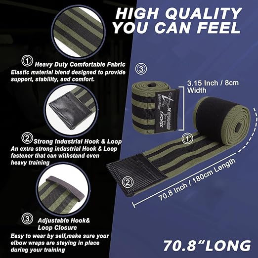 Knee Wraps for Weightlifting (1 Pair),Knee Straps for Squats Cross Training WODs Gym Workouts Weightlifting Fitness & Powerlifting,Alternative Knee Sleeve,72" Compression & Elastic Support