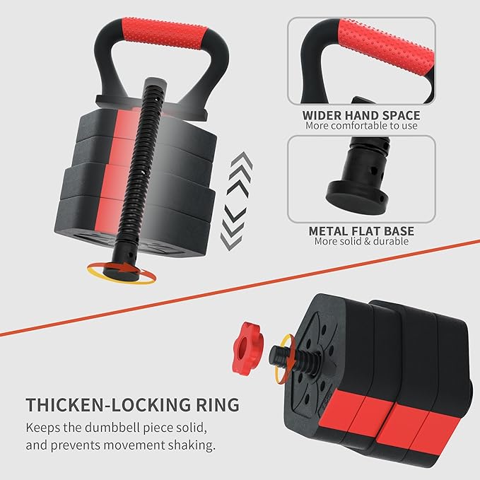 VIVITORY Dumbbell Sets Adjustable Weights, Free Weights with Connector, Non-Rolling Adjustable Dumbbell Set, Barbell for Home Gym, Hexagon, Cement Mixture