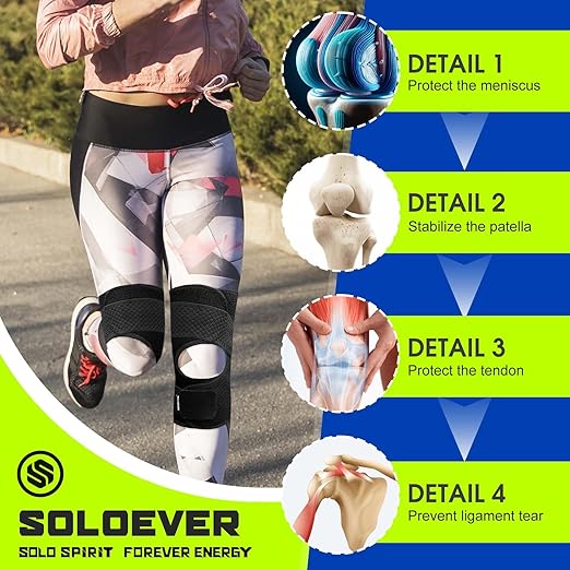 Knee Brace with Side Stabilizers for Women and Men, Adjustable Knee Support for Knee Pain, Breathable Knee Brace for Meniscus Tear, Arthritis, Tendonitis, ACL, MCL, and Sports Injuries, Perfect for Left and Right (Deep Black, Large)