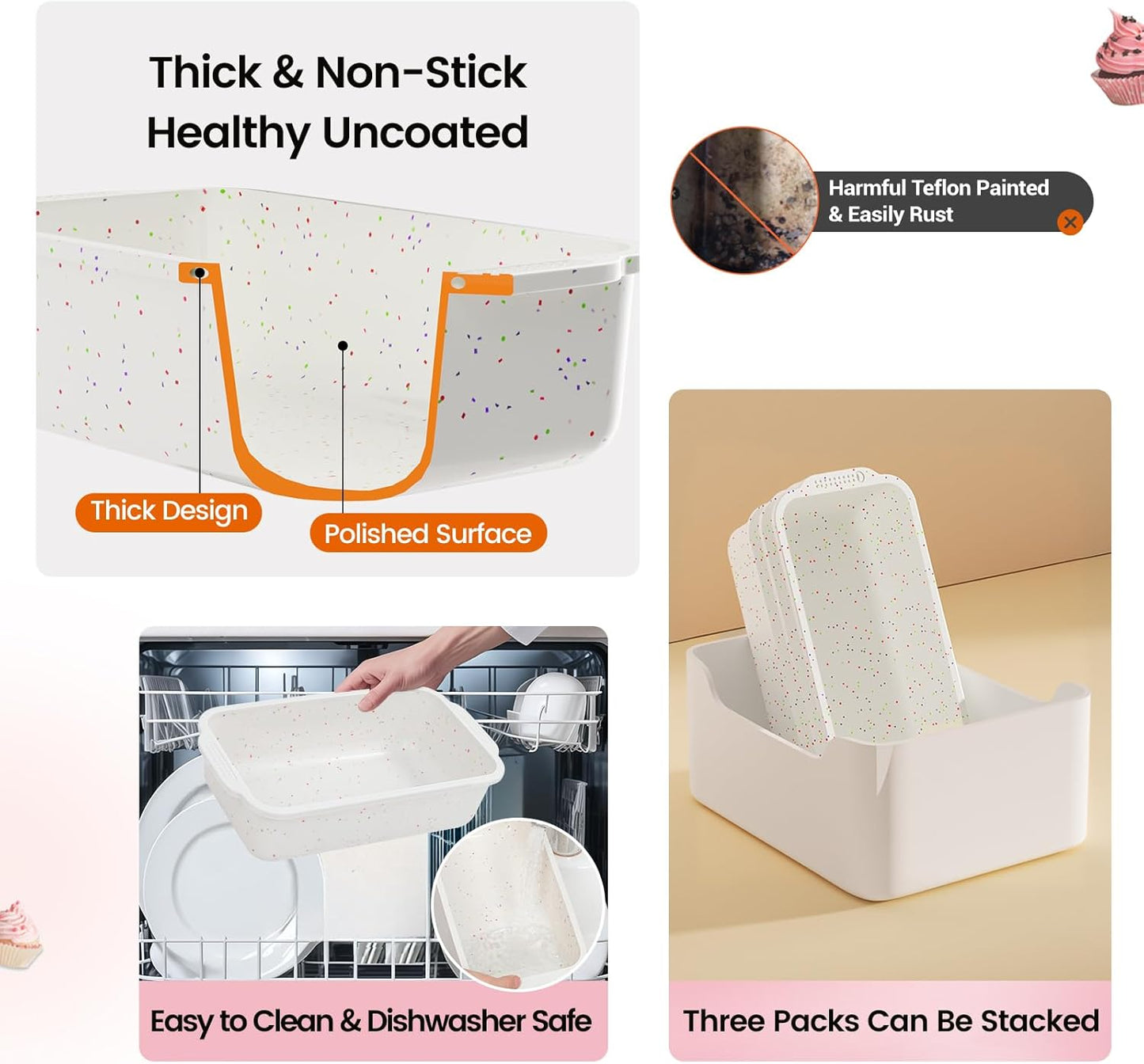 SJ Silicone Bread Loaf Pan with Metal Reinforced Frame, 9.5 x 5 in Non-stick Silicone 1 lb Loaf Pan for Baking, 1 Pack Durable Bread Pan for Oven Dishwasher Safe - Cream