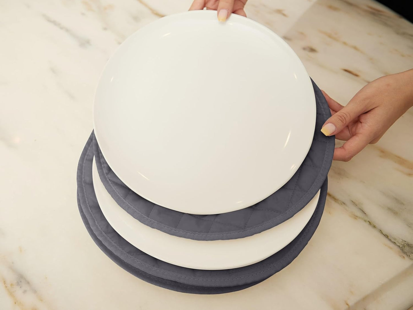 Covermates Keepsakes - Quilted Divider Set - Set of 4 - Scratch & Breakage Protection - Stain Resistant - Machine Washable - China Storage, Slate