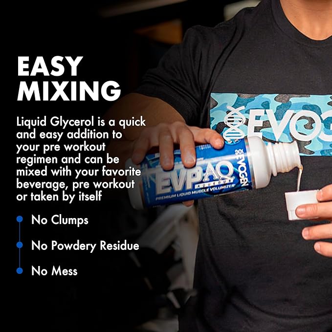 Evogen EVP AQ - Liquid Glycerol Muscle Volumizer | Pre Workout for Pumps, Vascularity, & Hydration | Premium Preworkout for Men & Women | Unflavored | 16 fl oz