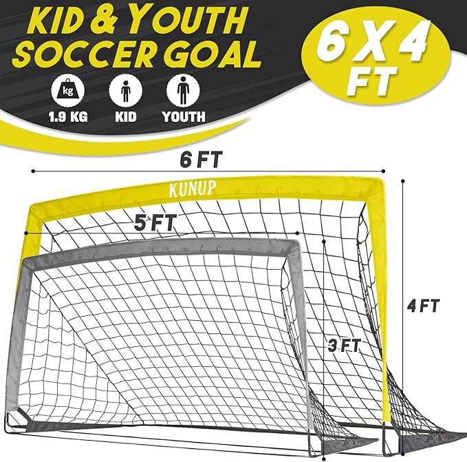 Kids Soccer Goals for Backyard 5×3, 6×4, 6×4, 9×5FT 9×5FT 2 2 Pieces