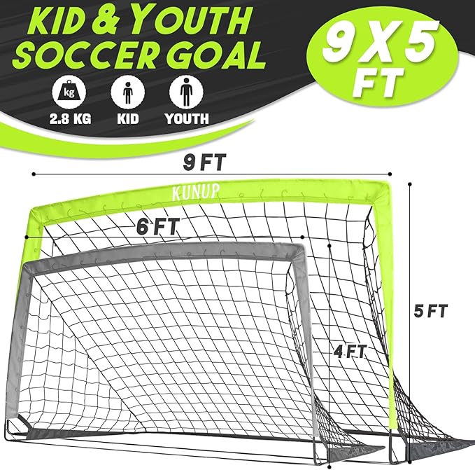 Kids Soccer Goals for Backyard 5×3, 6×4, 6×4, 9×5FT 9×5FT 2 2 Pieces