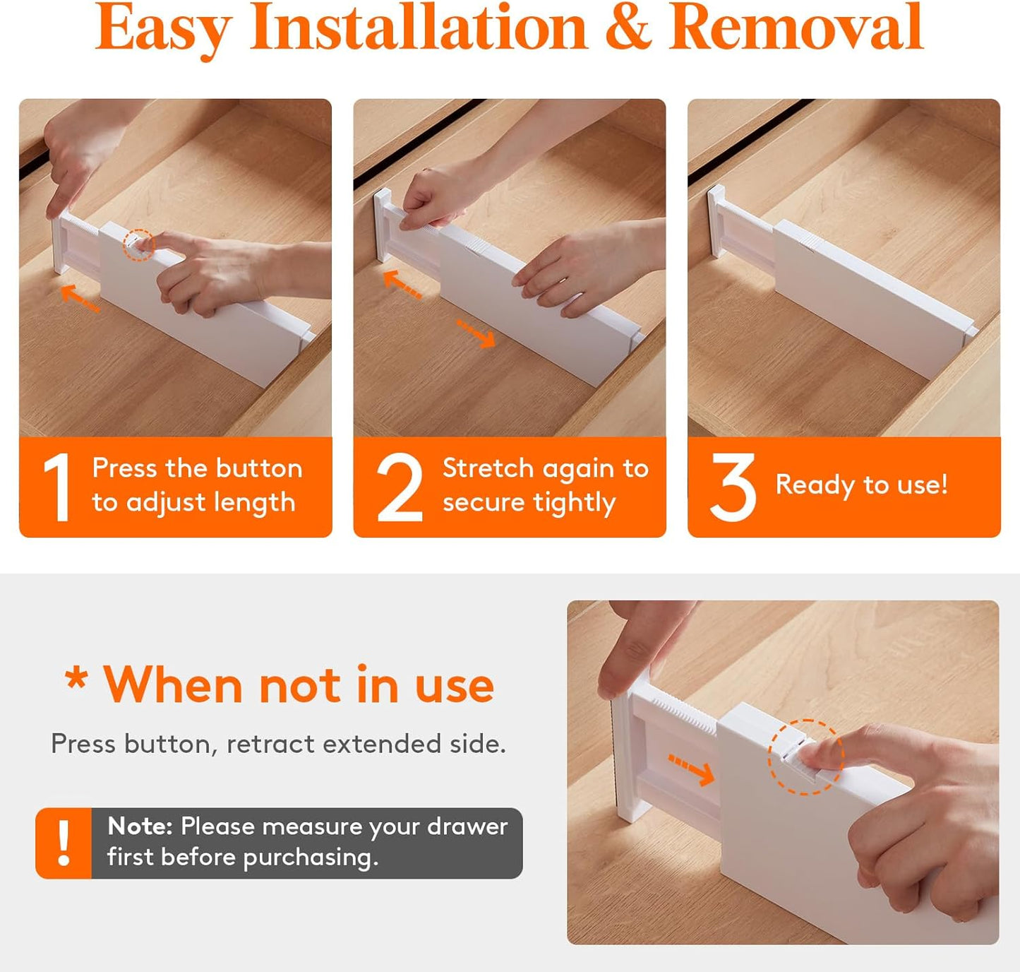 Lifewit 20 Pack Drawer Dividers 4" High, 11-17" Adjustable Dresser Drawer Organizers for Clothes, Expandable Dresser Separators in Bedroom/Bathroom/Kitchen/Vanity/Office Organization and Storage,White