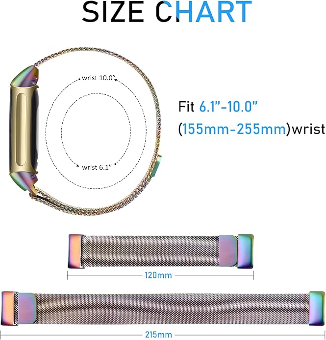 Meliya for Fitbit Charge 6 Bands Women Men, Stainless Steel Metal Mesh Loop Adjustable Magnetic Wristband Replacement Straps Compatible with Fitbit Charge 6 Fitness Tracker