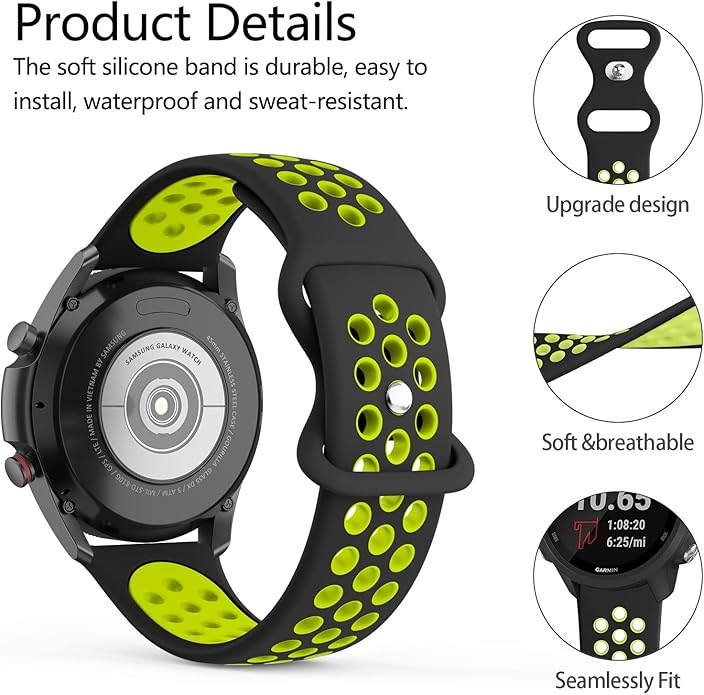 Meliya Bands Compatible with Garmin Forerunner 245/645 & 55/158 Band, 20mm Replacement Soft Silicone Sport Band for Garmin Forerunner 645/245 Music & 55/158 Smart Watch