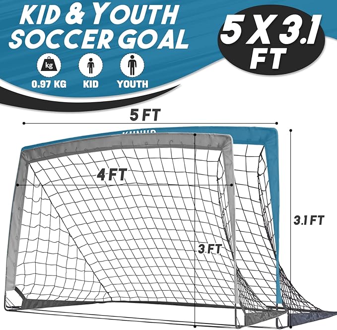 Kids Soccer Goals for Backyard 5×3, 6×4, 6×4, 9×5FT 9×5FT 2 2 Pieces
