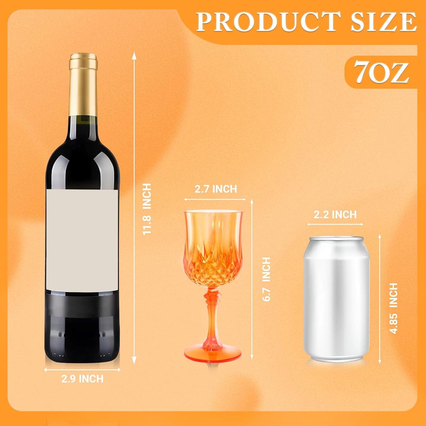 Plastic Wine Glasses,Plastic Goblets Vintage Style Cordial Drinking Glasses for Wedding Reception, Grand Event Party Supplies (48, Pumpkin orange)